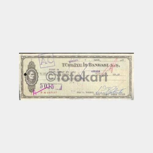 1961 Türkiye İş Bankası Pullu Çeki