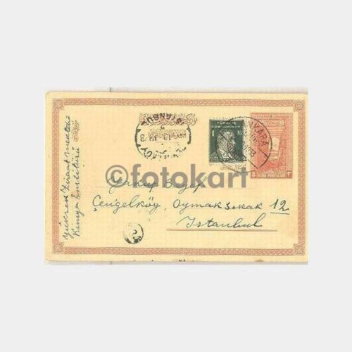 1933 Ankara İstanbul Damgalı Antiye Posta Kart