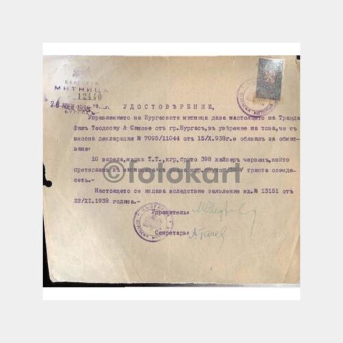 1938 Bulgarca Eğitim Belgesi