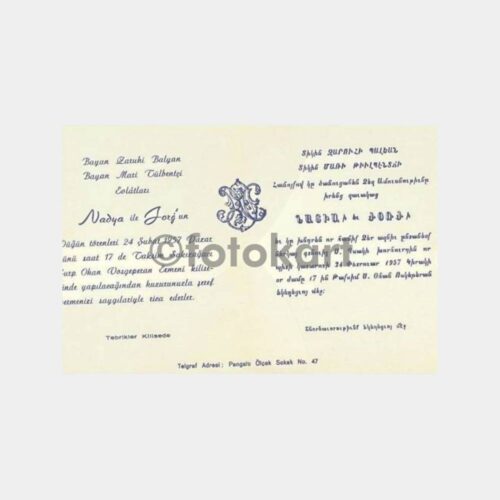 1957 Taksim Sakızağacı Ermeni Davetiye