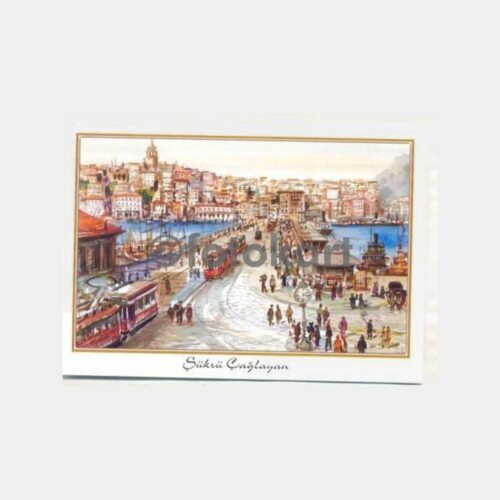 İstanbul Galata Köprüsü Tramvay Tablo Kartpostal