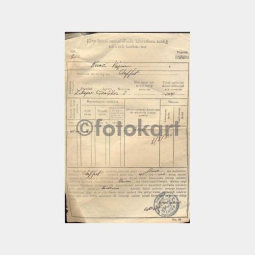 1950 Maliye Kiracı Hacizname Belgesi