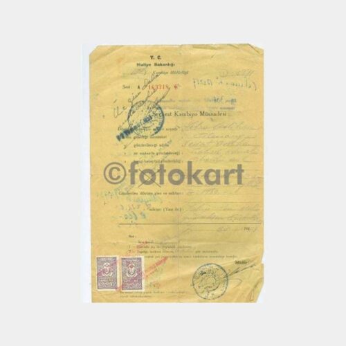 1953 Maliye Kambiyo Müsaadesi Belgesi