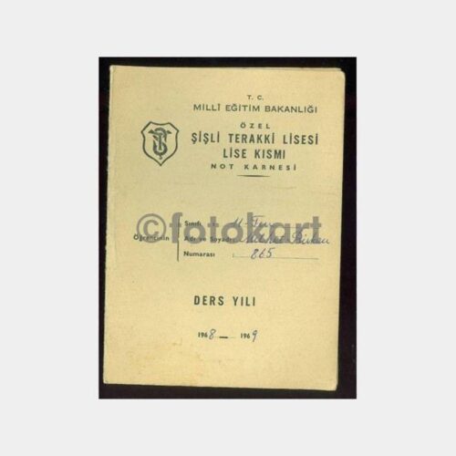 1968 Şişli Terakki Lisesi Karnesi