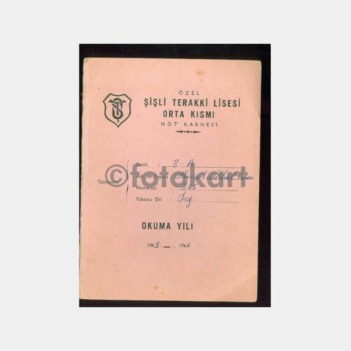 1965 Şişli Terakki Lisesi Karnesi