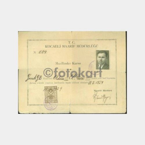 1929 Kocaeli Muallimler Kursu Belgesi