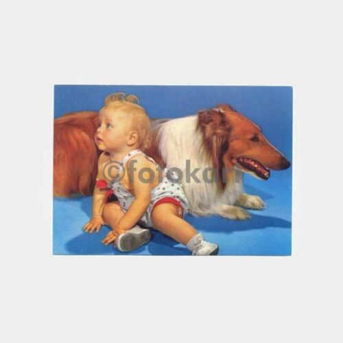 Çocuklar ve Köpek Sevgisi Konulu Kartpostal