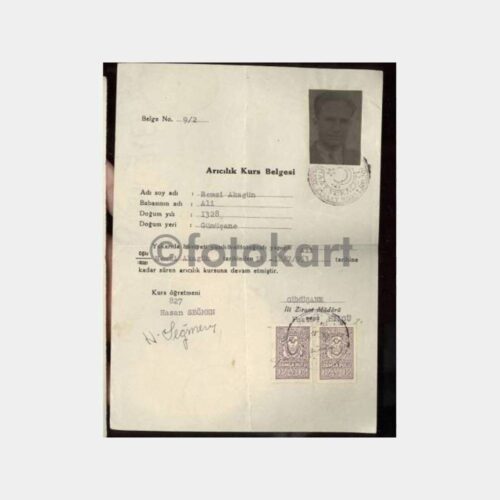 1953 Gümüşhane İl Ziraat Müdür Kurs Belgesi