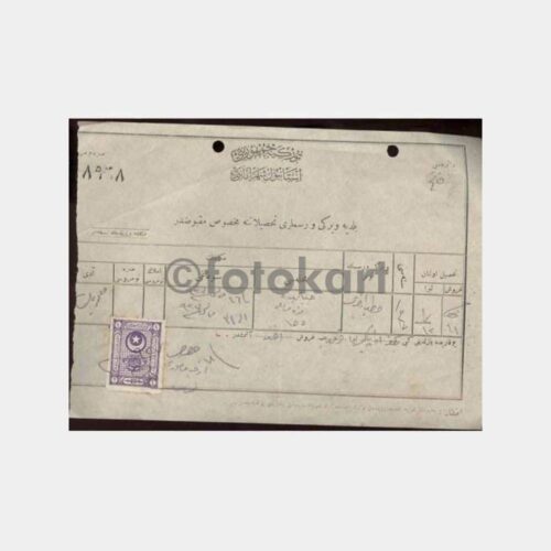 1927 Eski Türkçe Vergi Makbuzu Belge