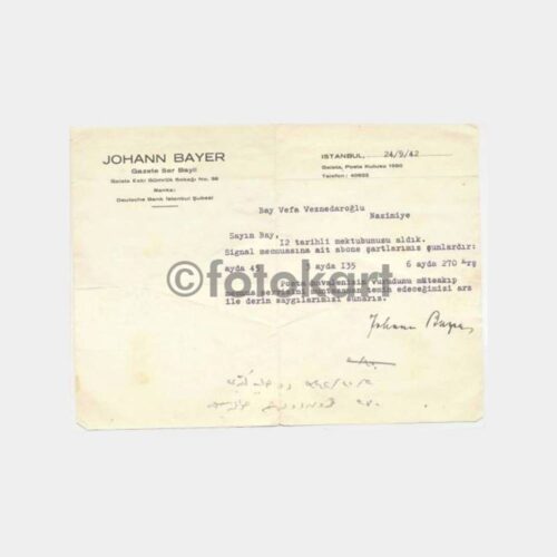 Matbuat Konulu Belgeler (1942 Johann Bayer)