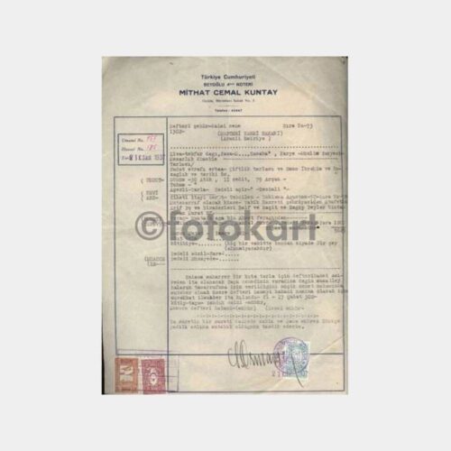 1937 Tekirdağ Arazi Noter Belgesi