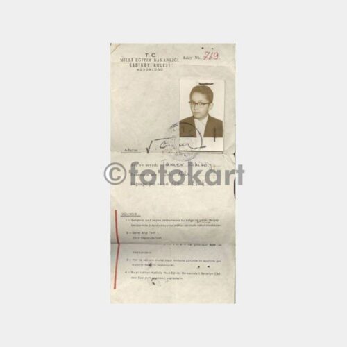 1969 Kadıköy Koleji Öğrenci Belgesi