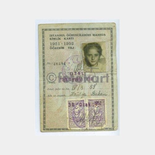 1951 Şişli Terakki Lisesi Öğrenci Pasosu