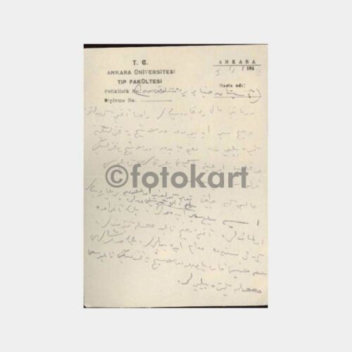 1948 Ankara Üniversitesi Tıp Fakültesi Reçete
