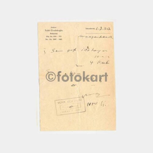 1957 İskenderun Dr. Talat Civelekoğlu Reçete