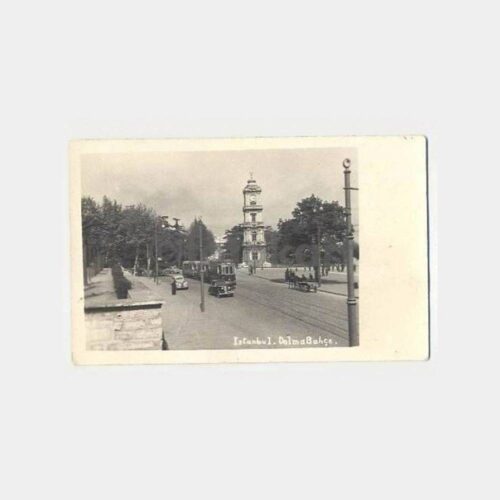 İstanbul Dolmabahçe Saat Kulesi Tramvay Kartpostal