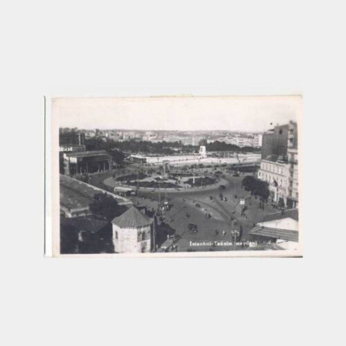 1952 Taksim Meydanı Görünüş Damgalı Fotokart