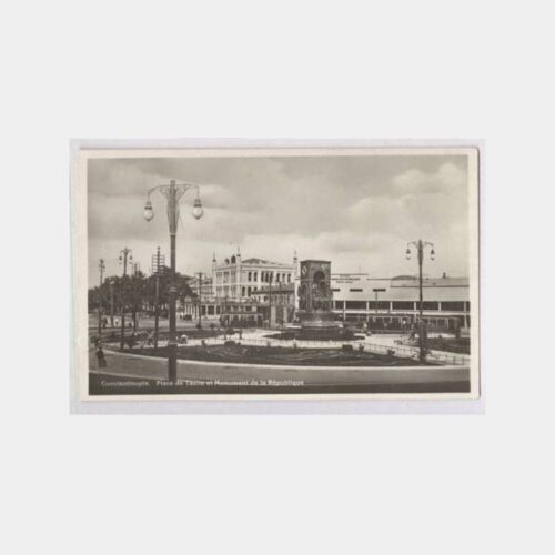 1929 Taksim Cumhuriyet Anıtı Görünüş Kartpostal