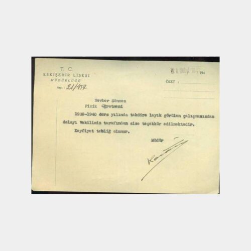 1940-1941 Eskişehir Lisesi 5 Adet Belge - Görsel 5