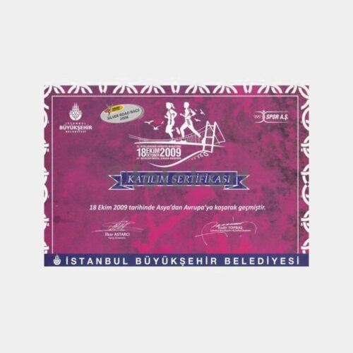 2009 31. Avrasya Maratonu Başarı Belgesi