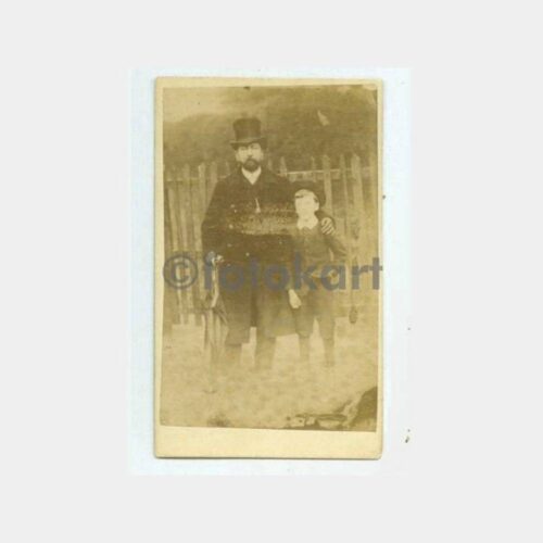 1870 Yabancı Baba Oğlu Kabinet Fotoğraf