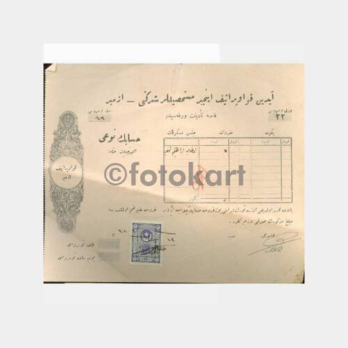 1928 Osmanlıca Aydın İncir Şti Belge