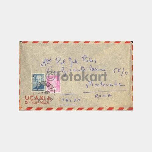 1950 Beyoğlu - Roma Damgalı Zarf