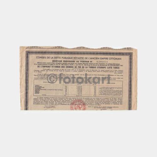 1881 Osmanlı Demiryolu Borçlanma Tahvili
