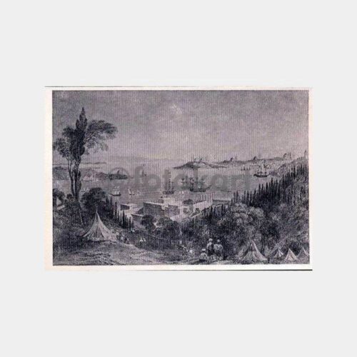 İstanbul Boğaziçi Çırağan Sarayı Gravür Kartpostal