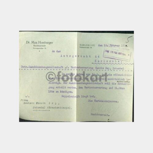 1930 Karlshure Doktor Yazısı Belge