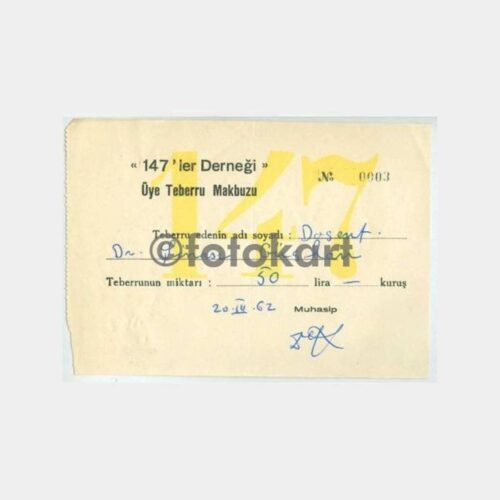 Doktor Tıp Belge - 147ler Derneği Makbuzu