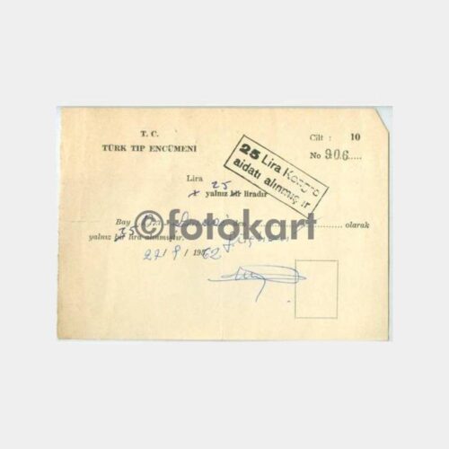 Doktor Tıp Belge - Türk Tıp Encümeni Makbuzu