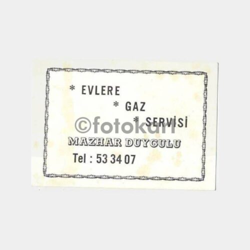 Evlere Gaz Servisi Mazhar Duygulu Kartvizit
