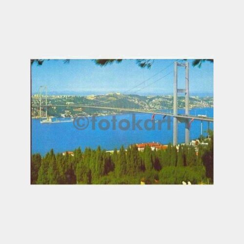 Boğaziçi Köprüsü Karton Baskı Bayraklı Kartpostal