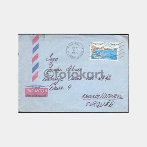 1977 Fransa Marsilya Damgalı Uçak Zarfı