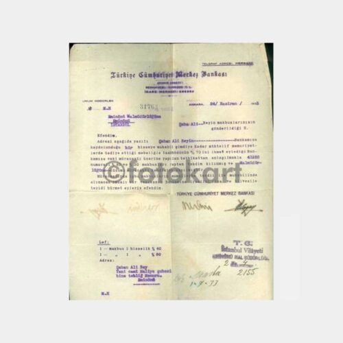1933 Merkez Bankası Konulu Belge