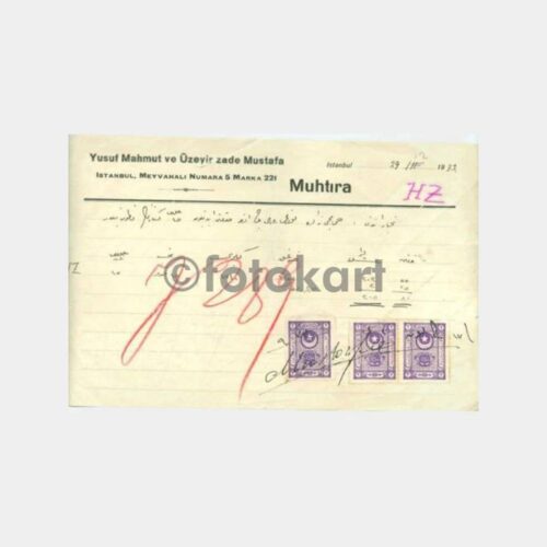 1932 İstanbul Meyve Hali Sebze Meyve Belgesi