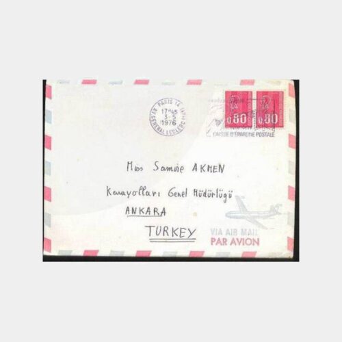 1976 Fransa Paris Damgalı Uçak Zarfı