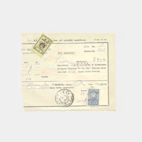 1949 Radyo Abone Ücret Makbuzu