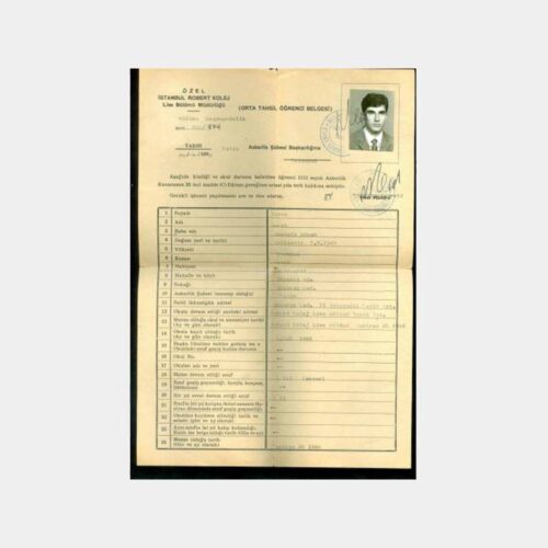 1968 Robert Kolej Öğrenci Belgesi