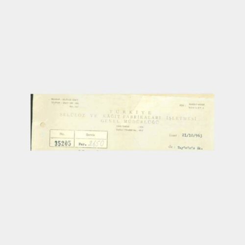 1963 İzmit SEKA Kağıt Fabrikası Efemera Belge No. 05