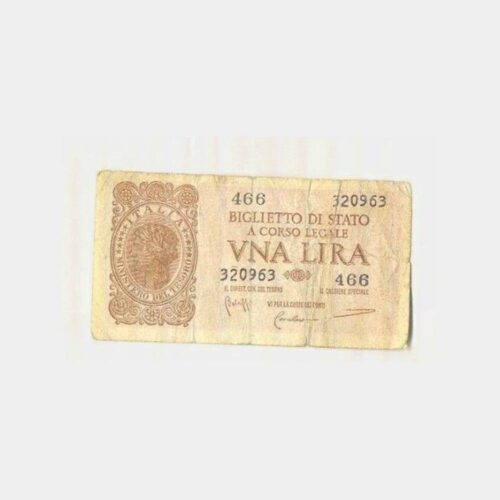 1944 İtalya Vna Lira Küçük Ebat Bilet