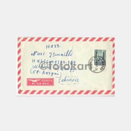 1955 Aksaray Posta Damgası Uçak Etiketli Zarf