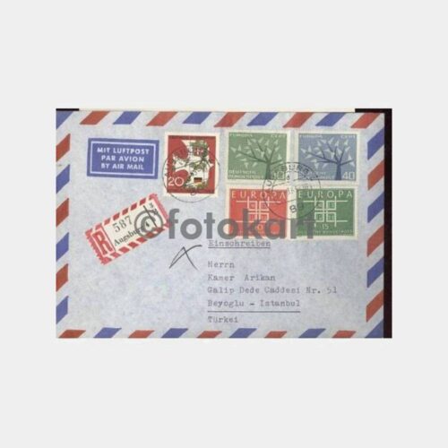 1963 Almanya Europa CEPT Pullu Uçak Zarf