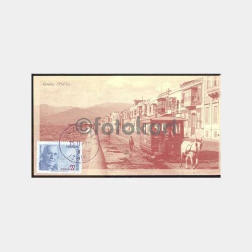 2001 İzmir Atlı Tramvay Konulu Damgalı Kartpostal