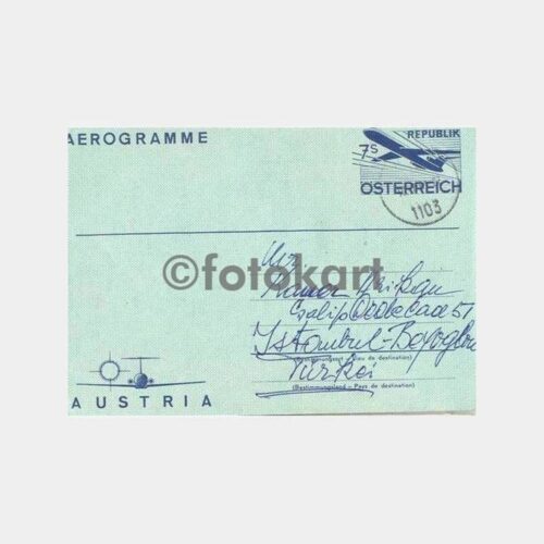 Avusturya Uçak Aerogramme Damgalı Zarf