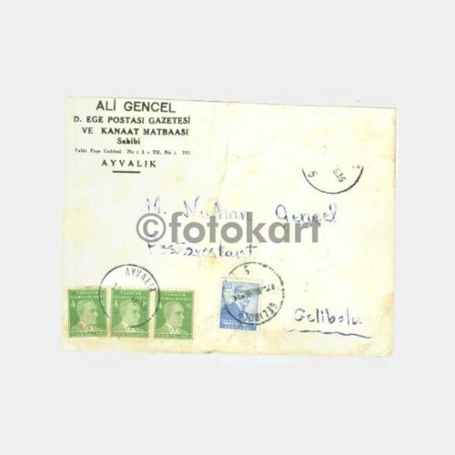 1956 Ayvalık-Gelibolu Damgalı Zarf