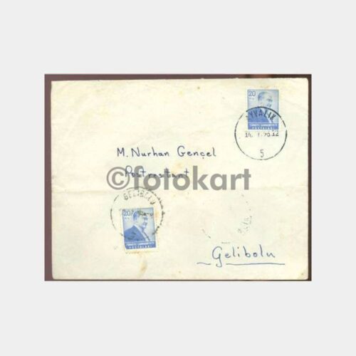 1956 Ayvalık ve Gelibolu Damgalı Zarf