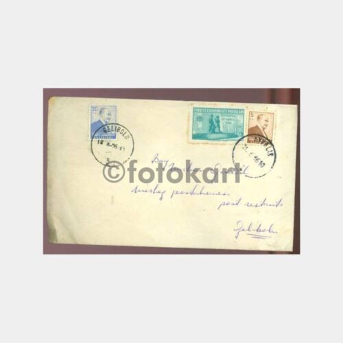 1956 Ayvalık ve Gelibolu Damgalı Zarf