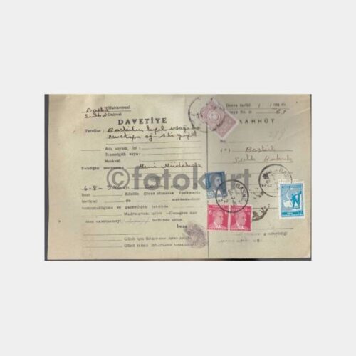 1946 Baskil Posta Damgalı Mahkeme Hukuk Davetiye